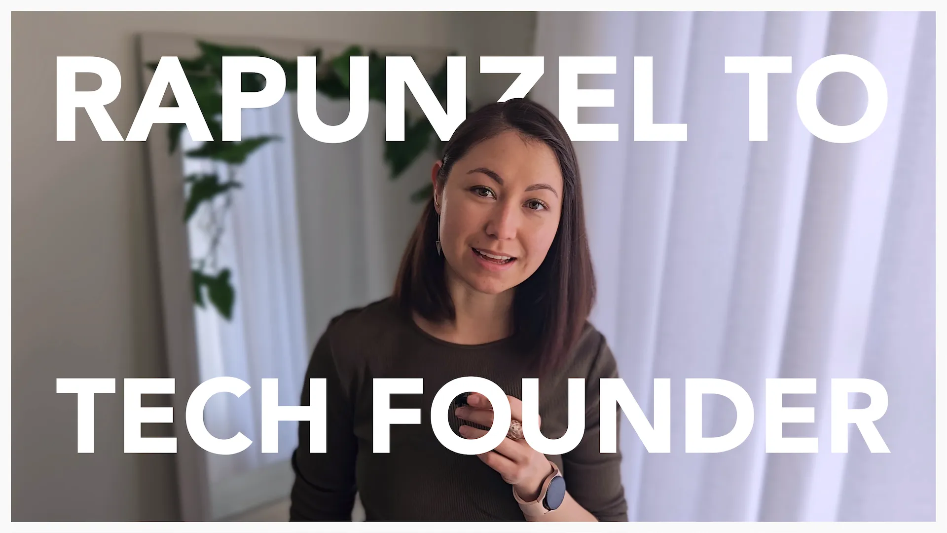 YouTube thumbnail of Michél Lipan speaking on camera, with bold overlay text “Rapunzel to Tech Founder”.